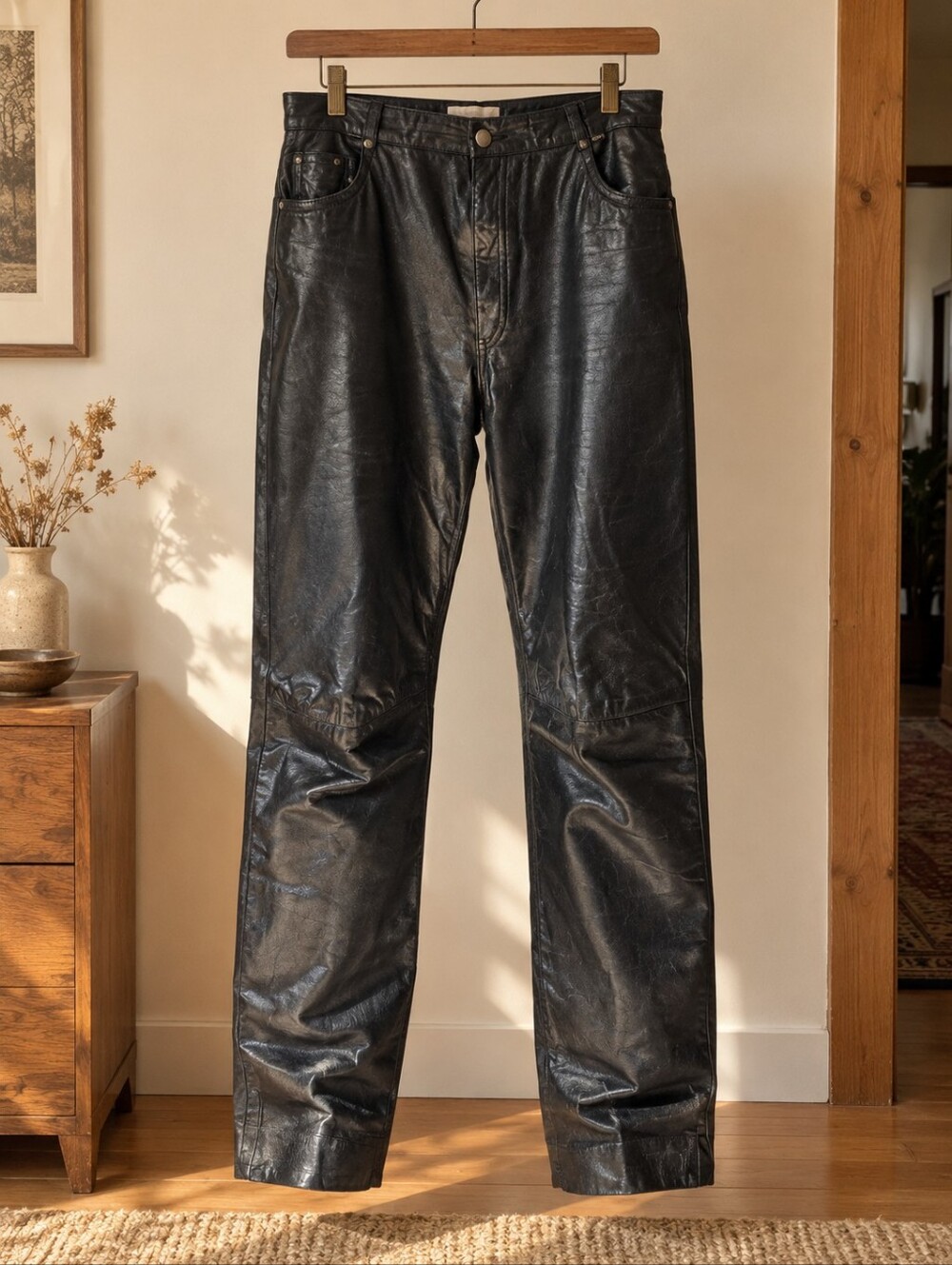Vintage Selection Leathers Black Genuine Leather Pants Made in Canada
